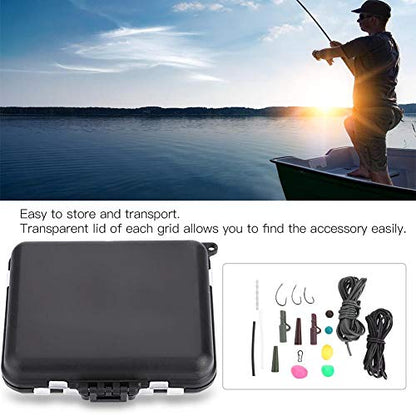Carp Fishing Tackle Set, 136 Pc Terminal Rigs Kit with Bait Needles Hooks Silicone Tubes Beads Sleeves for Carp Anglers Hair Rig Construction (with Bait Needle)