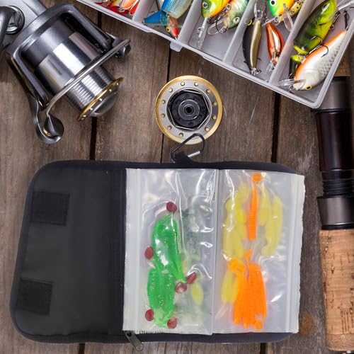 Aventik Fishing Tackle Organizer Case Soft Bait Binder Plastic Baits Spinner Bait Tackle Organized Removable Storage Pockets (Dark Red) - color: M:Dark Red