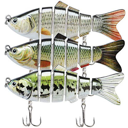 TRUSCEND Swimmax Easy Catch Fishing Lures with BKK Hooks, Wiggling, Vibrating, Rattling and Gurgling for More Bites, Heavy-Duty Dyneema Fiber Jointed Swimbaits for Bass, Trout, Crappie, Walleye, Pike - color: A-4",0.7oz