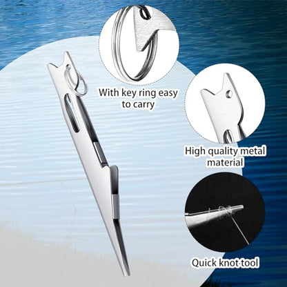 Gisafai 6 Pcs Fishing Line Knot Tyer Tying Tool Quick Tie Nail Knot Tying Tool Fly Fishing Angler Accessories Fly Equipment for Hooks Lures Lines Men - color: Silver