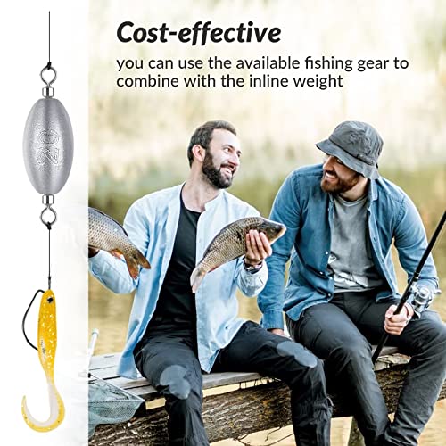 THKFISH Fishing Weights Inline Weights Trolling Sinkers Swivel Weights Quick Set Up Lead Fishing Sinker with Inner Swivel - size: 20pcs-5g(1/6 oz)