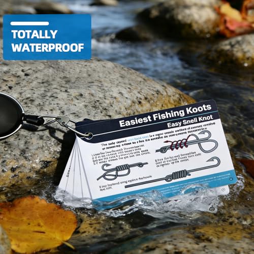 Easiest Fishing Knots Waterproof Guide with 12 Fishing Line Knot Types, Included Fishing Knot Tying Tool Set Essential Fishing Accessories for Fishing Gear and Equipment
