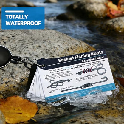 Easiest Fishing Knots Waterproof Guide with 12 Fishing Line Knot Types, Included Fishing Knot Tying Tool Set Essential Fishing Accessories for Fishing Gear and Equipment