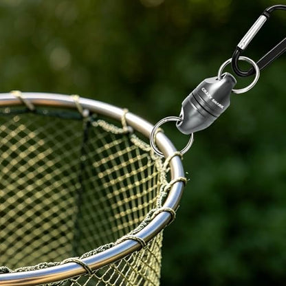 Magnetic Net Release for Fly Fishing, Aluminum Magnetic Quick Release Keychain, Fly Fishing Net Magnet Holder Retractor with Carabiner - color: gun metal
