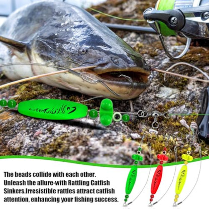 YOTO Santee Cooper Rig, Catfish Rig for Bank Fishing, Catfishing Tackle Rattler Floats, Chunky Rigs Catfish Equipment - style: Double Rung Catfish Bells - 6pcs