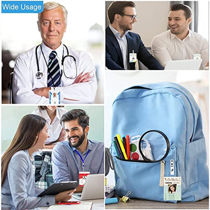 5 Pcs Thick ID Card Name Badge Holder Heavy Duty Waterproof Clear Plastic PVC Vertical Sleeve Pocket Resealable(Vertical,) - color: Vertical, size: 5 Pcs