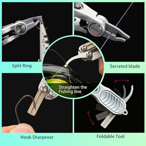 3-in-1 Fishing Line Cutter, Stainless Steel Multi-Function Portable Scissors with Retractor & Knot Tying Tool for Various Fishing Lines - size: JXQ85-85