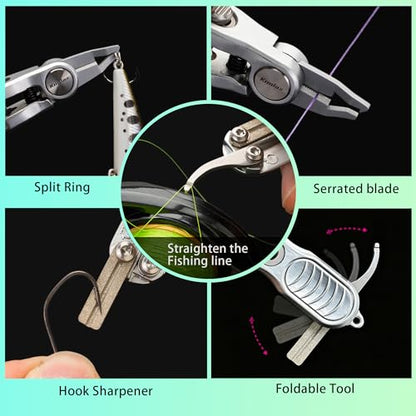 3-in-1 Fishing Line Cutter, Stainless Steel Multi-Function Portable Scissors with Retractor & Knot Tying Tool for Various Fishing Lines - size: JXQ85-85