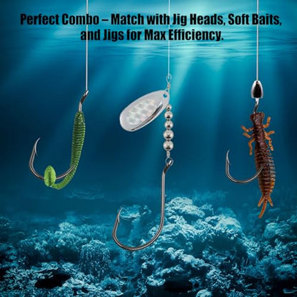 9KM DWLIFE Octopus Fishing Hooks, Double Barbed High Carbon Steel Hooks | Corrosion-Resistant Baitholder Circle Hooks with Sharp Points for Bass, Catfish, Walleye, Trout and Saltwater Fishing - size: 3#-100pcs