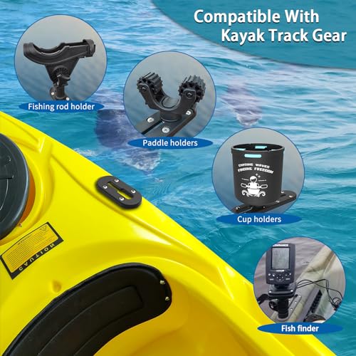 Huntury Kayak Track, Kayak Low Profile Track, Kayak Rail, Kayak Accessories Mount Track, Kayak Gear Track for Fishing Rod Holder, Fish Finder, Cup Holder, Anchor Cleats - size: 4" Length (Pack Of 2)