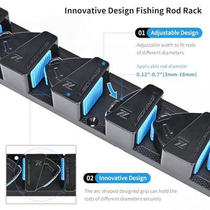 LEOFISHING Vertical Horizontal Fishing Rod Holder Wall Ceiling Mounted Fishing Rod Rack Holds Up to 9 Rods or Combos Fishing Rod Pole Holders for Garage Fits Most Rods Dia: 3-19mm (Orange（1 Pc）)