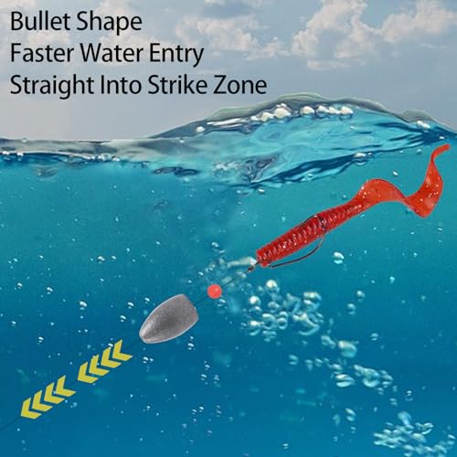 Fishing Weights Bullet Sinkers Flipping Weights for Bass Fishing Punching Carolina Rig Texas Rig Worm Sinker Freshwater Saltwater 1/8oz 3/16oz 1/4oz 3/8oz - style: 1/8oz-30pcs