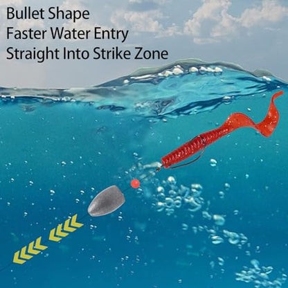 Fishing Weights Bullet Sinkers Flipping Weights for Bass Fishing Punching Carolina Rig Texas Rig Worm Sinker Freshwater Saltwater 1/8oz 3/16oz 1/4oz 3/8oz - style: 3/8oz-30pcs