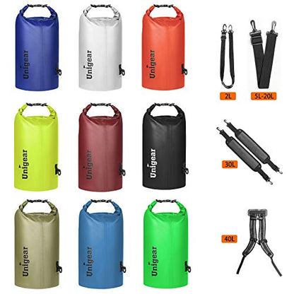 Unigear Dry Bag Waterproof, 2L/5L/10L/20L/30L/40L Floating and Lightweight Bags for Kayaking, Boating, Fishing, Swimming and Camping with Waterproof Phone Case - color: Blue, size: 10L