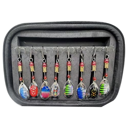 Fishing Spinner Baits Lures Kit for Trout Bass Salmon Lures with Treble Fishing Hooks, Rooster Tail Fishing Gears Spoons Effective in Freshwater/Saltwater - color: 16pcs/bag without Rooster Tail