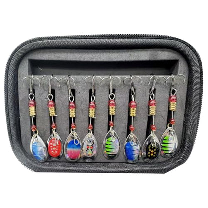 Fishing Spinner Baits Lures Kit for Trout Bass Salmon Lures with Treble Fishing Hooks, Rooster Tail Fishing Gears Spoons Effective in Freshwater/Saltwater - color: 16pcs/bag without Rooster Tail