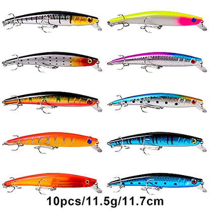 Bass Fishing Lures Kit Set Topwater Hard Baits Minnow Crankbait Pencil VIB Swimbait for Bass Pike Fit Saltwater and Freshwater - color: 011-59pcs