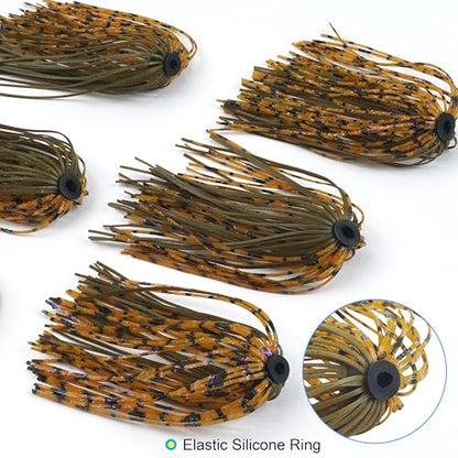 Silicone Jig Skirts Spinnerbait Skirts Replacement 12/24 Bundles DIY Bass Fishing Jigs Lure Skirts for Spinner Bait Buzzbaits Squid Jig Spoon Blade Fly Tying Material - style: Type A-12pcs