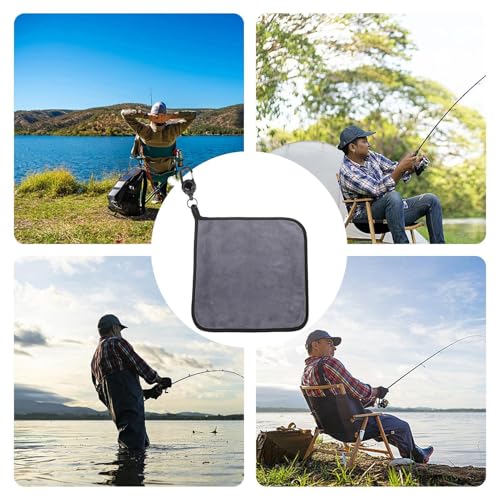 Fishing Towel with Clip with Carabiner Clip Retractable 12X12In Absorbent | Portable Bait Towels for Men Women Fisherman Fly Boat Kayak Outdoor