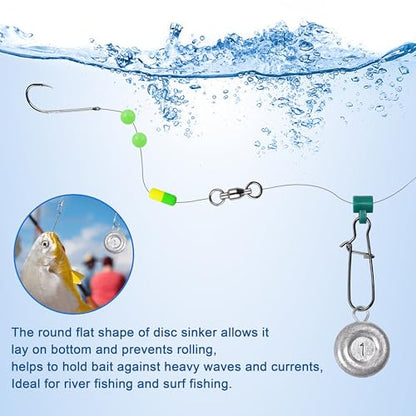 Disc Sinkers Fishing Weights Coin Sinkers Saltwater Surf Fishing Weights for Bottom Drifting Trolling Catfishing Tackle 1oz 2oz 3oz 4oz 5oz 6oz 8oz - style: 6oz-3pcs