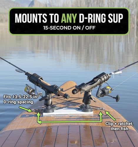 SUP Angler Lite Universal Paddle Board Mount with Paddle Board Fishing Rod Holders, Phone Holders, Cup Holders; Paddle Board Accessories - style: 1 Rod Holder / 1 Cup Holder