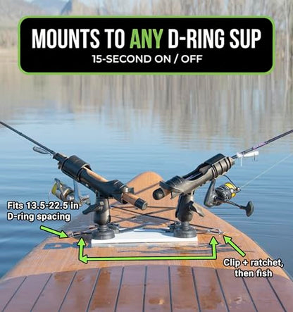 SUP Angler Lite Universal Paddle Board Mount with Paddle Board Fishing Rod Holders, Phone Holders, Cup Holders; Paddle Board Accessories - style: 1 Rod Holder / 1 Cup Holder