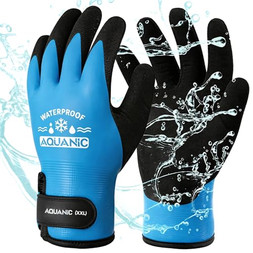 100% Winter Waterproof Gloves for Men and Women, Scratch & Slip Resistant Design for Lobstering, Crabbing, Fishing, Spearfishing, Freediving, Boating and Sailing - size: XX-Large