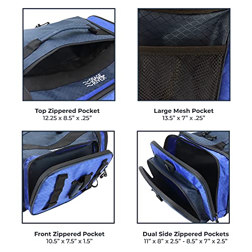 OSAGE RIVER Large Waterproof Fishing Tackle Bag with Padded Shoulder Strap, Ripstop Soft Sided Bag with Fishing Pliers Holder - color: Blue with 3 Tackle Boxes