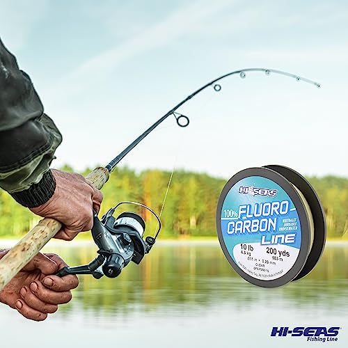 Hi-Seas 100% Fluorocarbon Fishing Line Clear - Strong & Tough Fishing Leader Line, Sinks Faster Than Monofilament Fishing Line. Available in 6lb, 8lb, 10lb, 12lb, 15lb, 20lb, 25lb Test - style: 6 Pound Test, 200 Yard