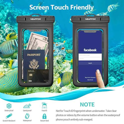 4 Pack 8.5“ Waterproof Cell Phone Pouch - Underwater Dry Bag Case Lanyard - Water Proof Clear Holder Protector for iPhone 16 15 14 Pro Max Plus Samsung Galaxy S25 S24 Ultra Note for Beach Swimming - color: 4 Pack Magenta