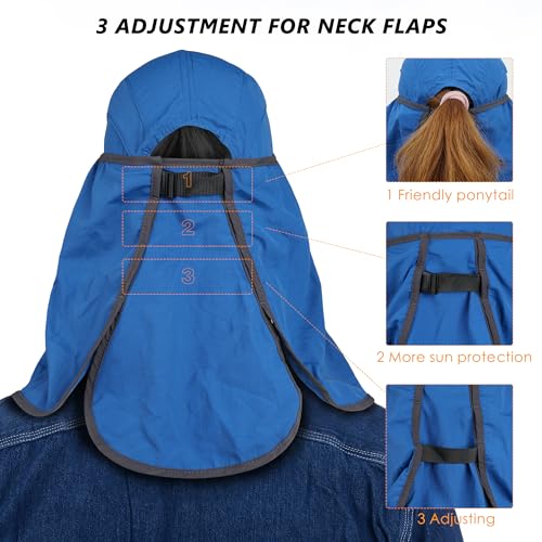 GADIEMKENSD UPF 50+ Folding Fishing Hat 360 Outdoor Sun Hat - color: Blue