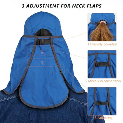 GADIEMKENSD UPF 50+ Folding Fishing Hat 360 Outdoor Sun Hat - color: Blue