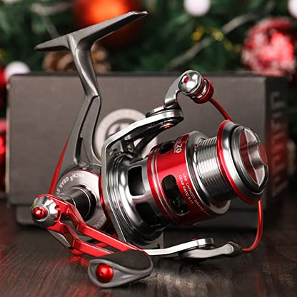 TRUSCEND Spinning Fishing Reel, Aviation Metal Material Body Reels, Industrial Durable-Strength, High Speed & Stability, Ultra-Light & Powerful, Smoother & Durable, Saltwater Freshwater Fishing Gear - color: B2-Red-3000