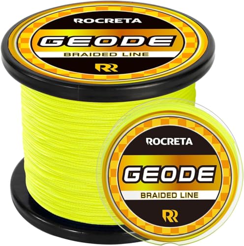 Geode Braided Fishing Line, Super Strong Power Braid Lines for Saltwater and Freshwater Fish 8-50lb, 150yds/300yds/500yds/1000yds - color: Hi Vis Yellow, size: 10LB(1000YDS)