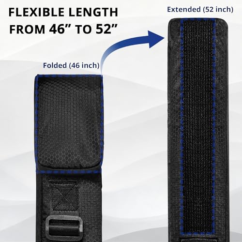 PEKREWS Fishing Rod Case, 52inch Fishing Pole Bag (3.9ft-4.4ft) with Tackle Pockets, Fits Break-Down Spinning Rod Reel Combo, Padded Soft Rod Bag with Strap Handle, Pole Travel Case For Angler - color: Black