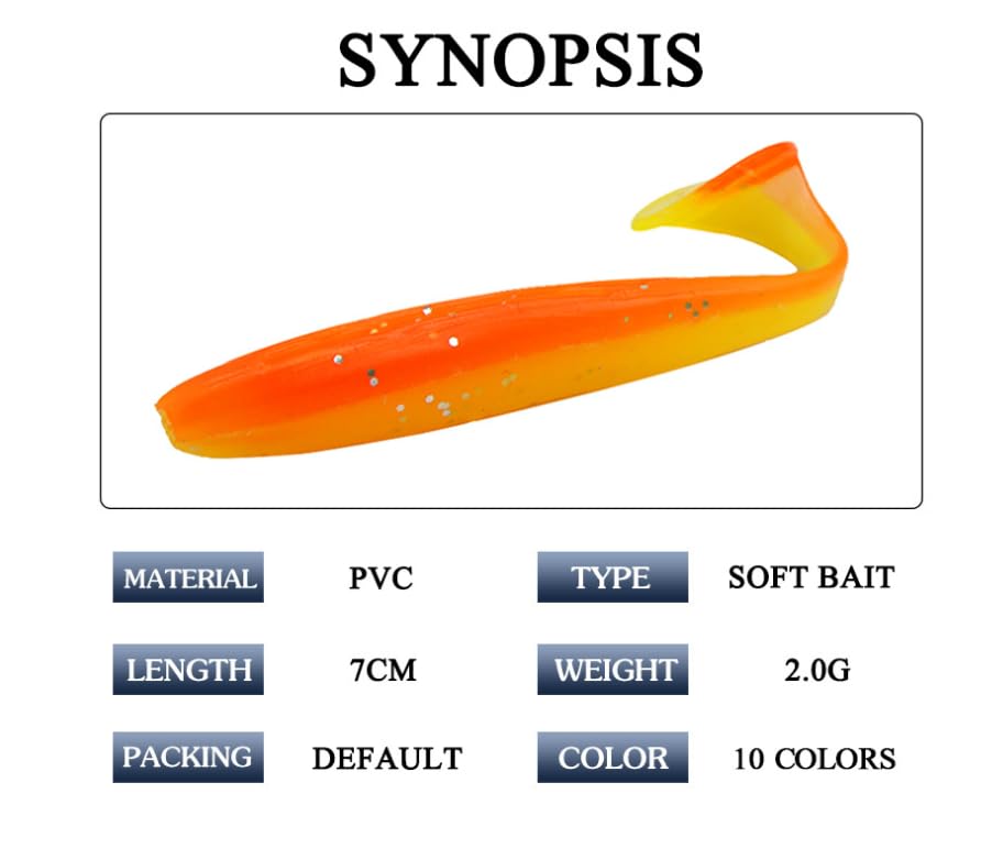 Soft Fishing Lures Set with Tackle Box, 6.5cm/8cm Paddle Tail Swimbaits, 60PCS Soft Plastic Baits with Curly Tails, Freshwater Fishing Lures for Bass, Trout, and More - color: 60 soft baits + bait boxes