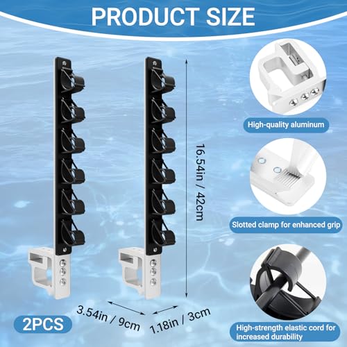Shimeyao Aluminum Truck Bed Fishing Rod Holder, 6-rod Capacity, No Drilling Clamp-on Design, Pickup Truck & Boat, Gift for Pickup Owners, Fishing, Outdoors, Dad, Family