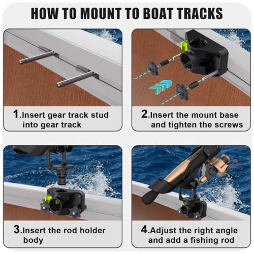 Combo Mount Fishing Rod Holders - 360 Degree Adjustable Boat Rod Rack - style: Rod Holder+track Mount