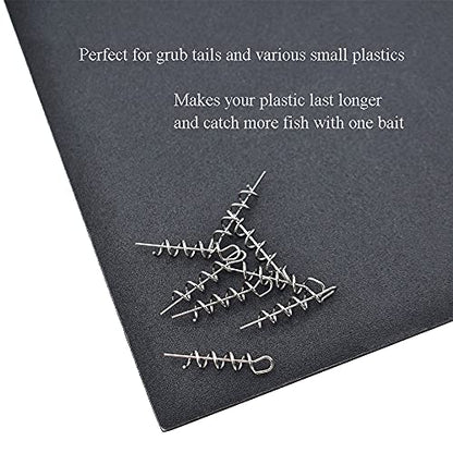 Centering Pin Spring Twist Lock Fishing Screw Worm Hook Crank Grub Rig Fixed Bait Run Straight Self Align Long Enough Secure Not Off Center Stainless Steel for Soft Lure - size: 26mm 100Pcs