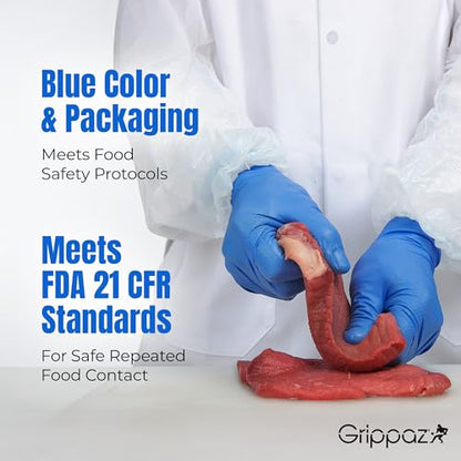PIP Grippaz Food Plus 8 Mil Nitrile 12" Disposable Gloves 48-Pack, Fish Scale Grip, Enhanced Fatty Food Handling, Blue, Medium (67-308/M) - size: Medium