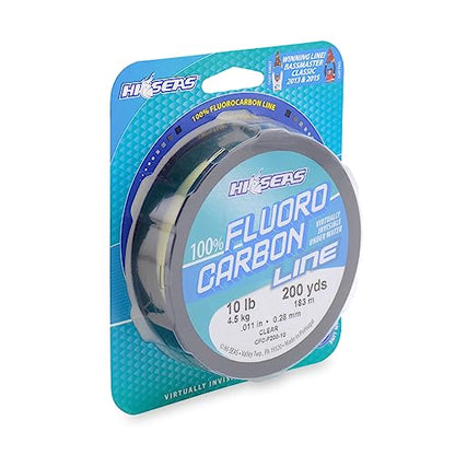 Hi-Seas 100% Fluorocarbon Fishing Line Clear - Strong & Tough Fishing Leader Line, Sinks Faster Than Monofilament Fishing Line. Available in 6lb, 8lb, 10lb, 12lb, 15lb, 20lb, 25lb Test - style: 10 Pound Test, 200 Yard