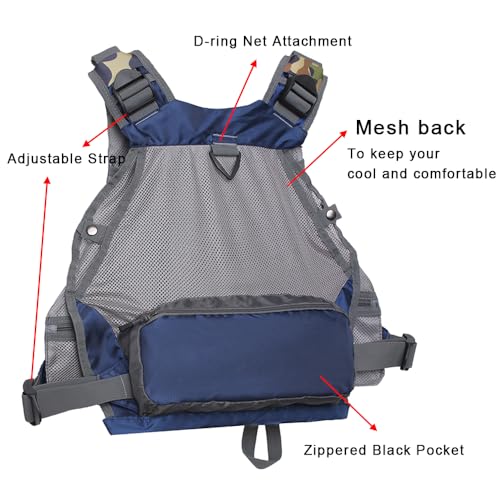 Raprance Fly Fishing Vest Backpack - Adjustable Lightweight and Quick-Dry, with 17 Pocketsfor Trout Bass Saltwate - color: Blue