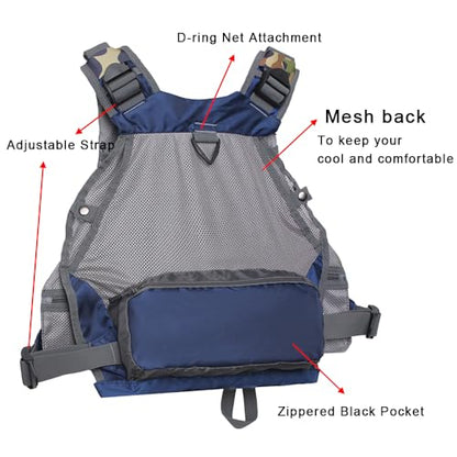Raprance Fly Fishing Vest Backpack - Adjustable Lightweight and Quick-Dry, with 17 Pocketsfor Trout Bass Saltwate - color: Blue