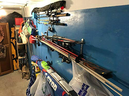 Pmsanzay Fishing Rod Wall Storage Rack, Fishing Pole Holder for Garage & Cabin & Basement, Heavy Duty - Holds up to 5 Fishing Rods