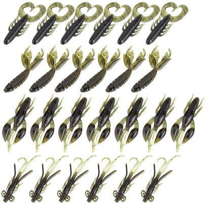 Soft Silicone Crawfish Lures Kit, 25Pcs Saltwater Fishing Lures Shrimp Baits Set for Bass Fishing, Fishings Bait for Freshwater Saltwater Gifts - color: Dark Green