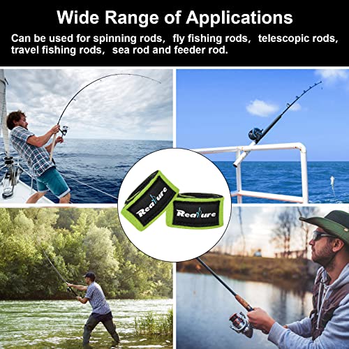 Realure 8 Pcs Fishing Rod Straps Adjustable Neoprene Ties Elastic Fishing Rod Tackle Belt Ties Casting Rod Straps for Fixed Casting Rods & Spinning Rods & Fly Rods Wrap Protectors - color: Green