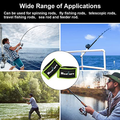 Realure 8 Pcs Fishing Rod Straps Adjustable Neoprene Ties Elastic Fishing Rod Tackle Belt Ties Casting Rod Straps for Fixed Casting Rods & Spinning Rods & Fly Rods Wrap Protectors - color: Green