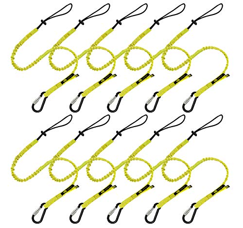 BearTOOLS Tool Lanyard with Buckle Strap – Clip Bungee Cord – Heavy Duty Screw Locking Connector – Fall Protection and Safety – Adjustable Loop End – Tough Tether – Construction - 0929YS (10 Pack) - size: 10-pack