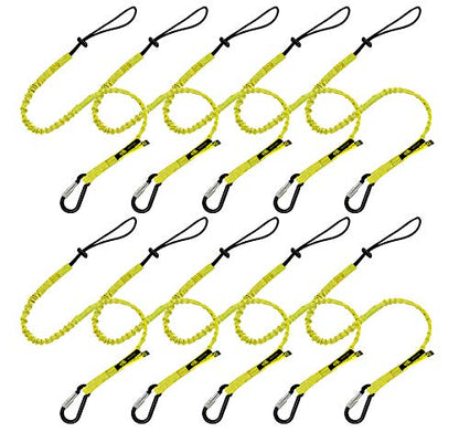 BearTOOLS Tool Lanyard with Buckle Strap – Clip Bungee Cord – Heavy Duty Screw Locking Connector – Fall Protection and Safety – Adjustable Loop End – Tough Tether – Construction - 0929YS (10 Pack) - size: 10-pack