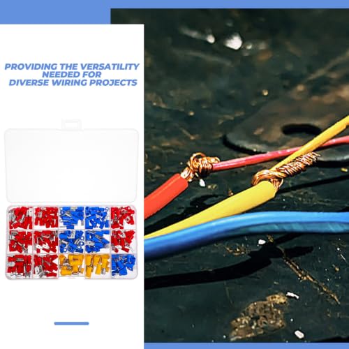 280pcs Spade Wire Crimp Terminal Kit Assorted Electrical Connectors for Professional Home Use, Easy to Install, Dependable Connections, Iron and Plastic Material, for Wiring